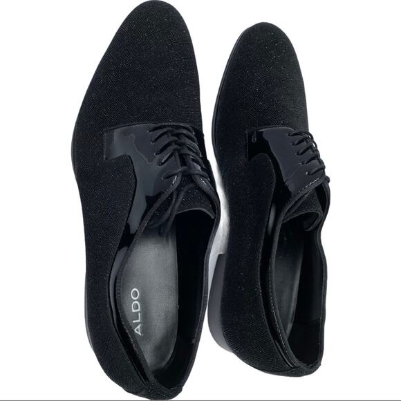 Aldo Mens 12 Dress Shoe Formal Patent tie shine sparkle Classic Aloalian 92 - Picture 13 of 15